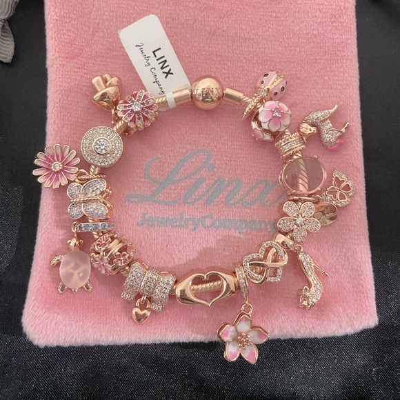 Linx Rose Gold Bracelet with Pink and Cubic Zirconia Themed Charms - Picture 9 of 11